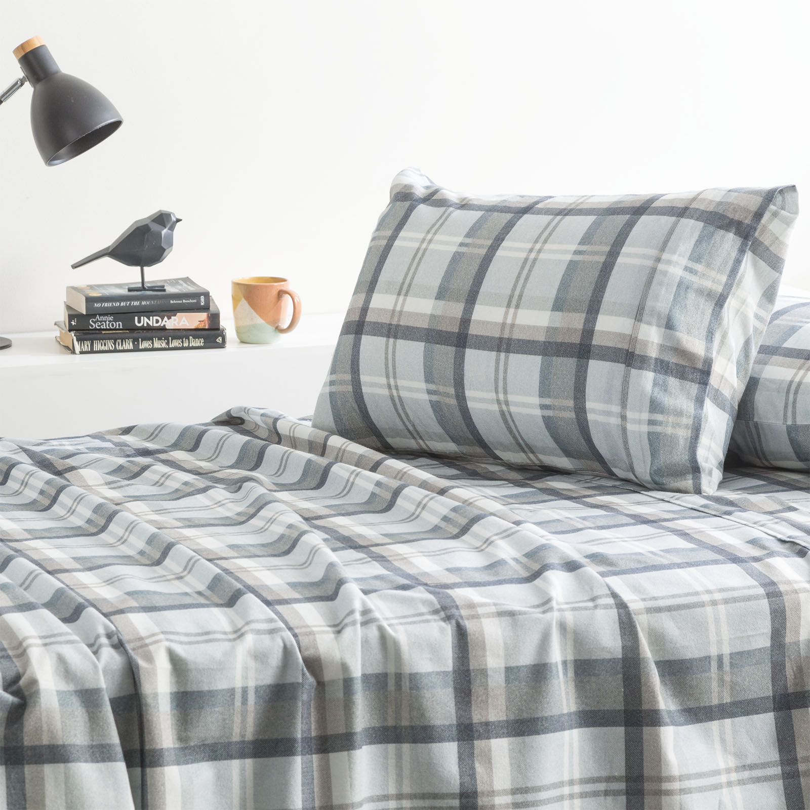 Heathered Plaid 175 GSM Egyptian Cotton Flannelette Sheet Set by Park Avenue Queen - Image 1