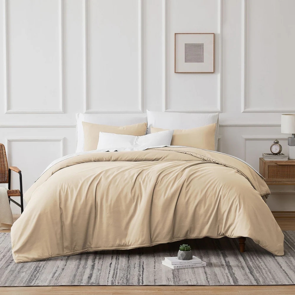 700 TC Tencel Lyocell Fibre & Cotton Bone King Quilt Cover Set by Renee Taylor - Image 1