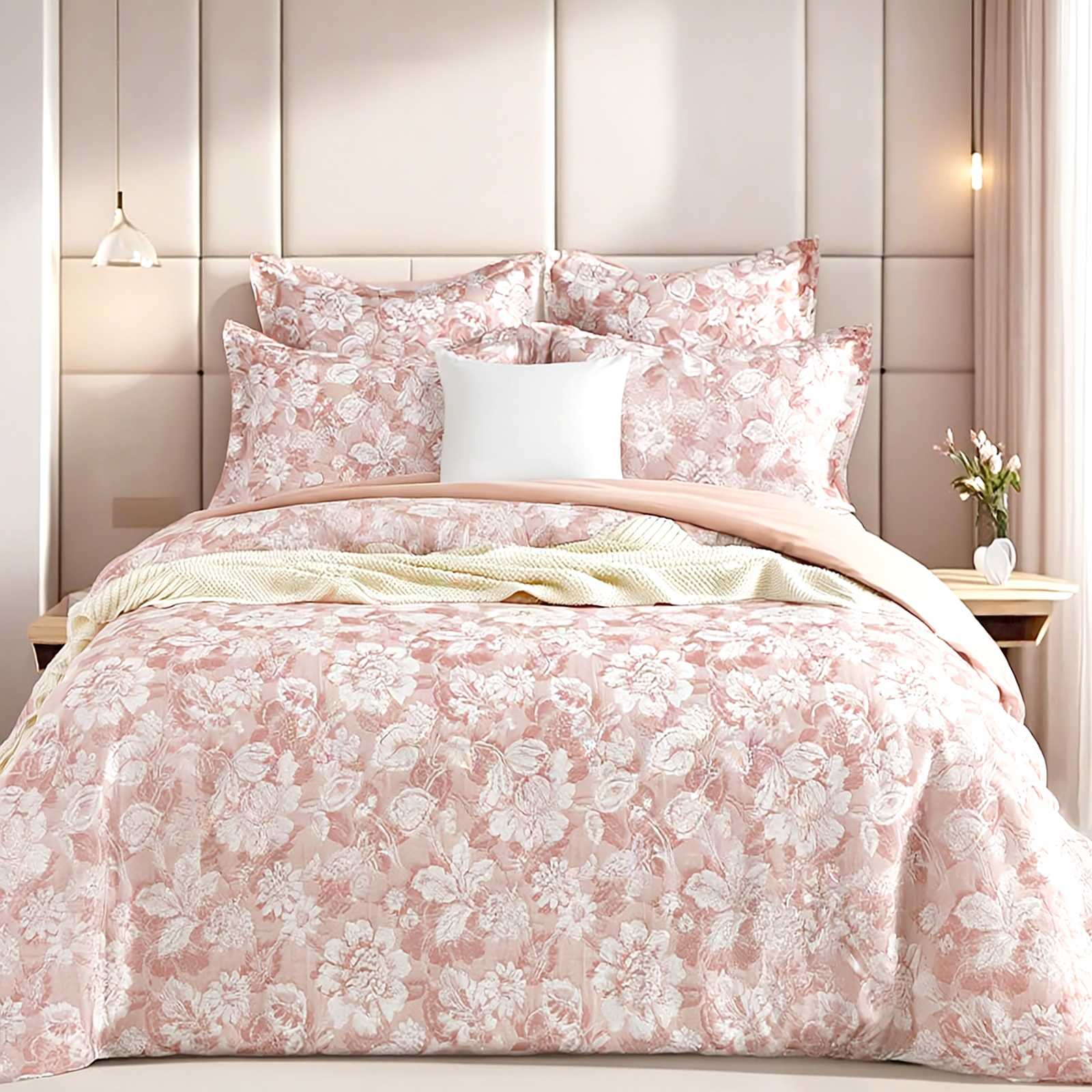 Aura Blush Jacquard Super King Quilt Cover Set by Renee Taylor - Image 1