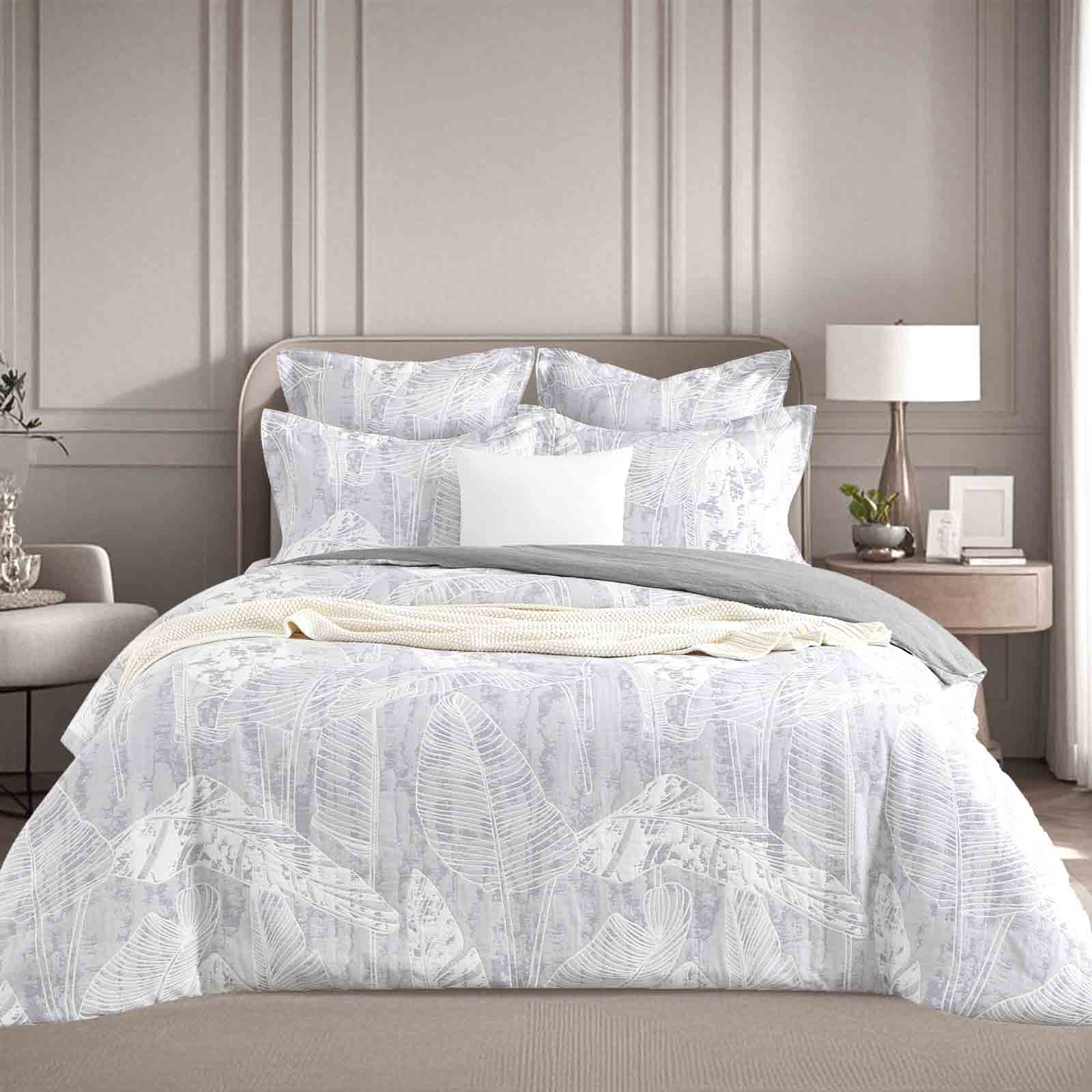Grove Charcoal Jacquard Super King Quilt Cover Set by Renee Taylor - Image 1