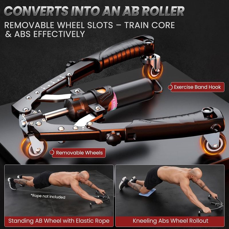 Twister Arm Trainer, 3 in 1 Hydraulic Power Chest Workout Equipment with Ab Roller Wheels and Hooks, Adjustable 22-440lbs Arm Trainer for Men Women, Home Gym Equipment for Full Body Strength Training - Image 3
