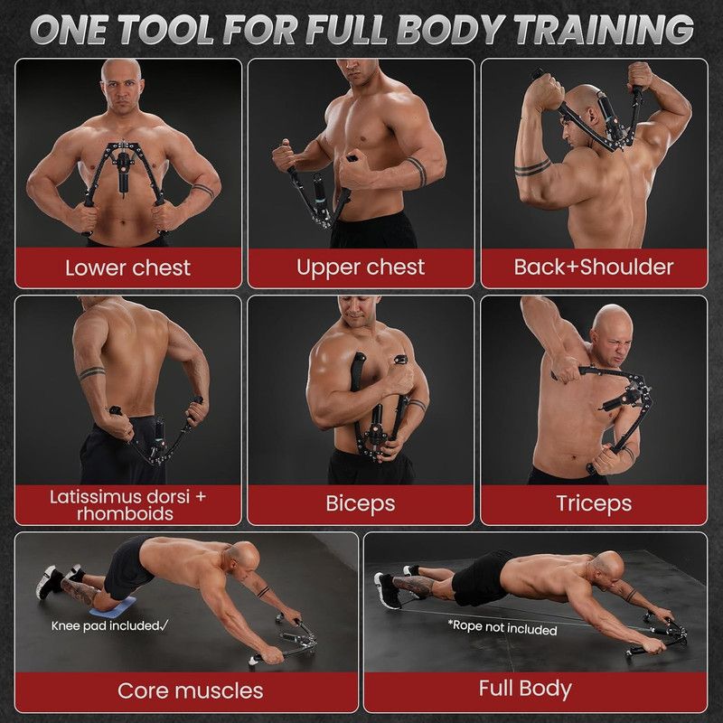 Twister Arm Trainer, 3 in 1 Hydraulic Power Chest Workout Equipment with Ab Roller Wheels and Hooks, Adjustable 22-440lbs Arm Trainer for Men Women, Home Gym Equipment for Full Body Strength Training - Image 7