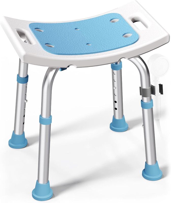 Shower Chair for Inside Shower, 400 lbs Adjustable Shower Stool with Suction Feet, Shower Seat for Inside Tub Bathroom Bench Bath Chair for Elderly and Disabled - Light Blue - Image 1