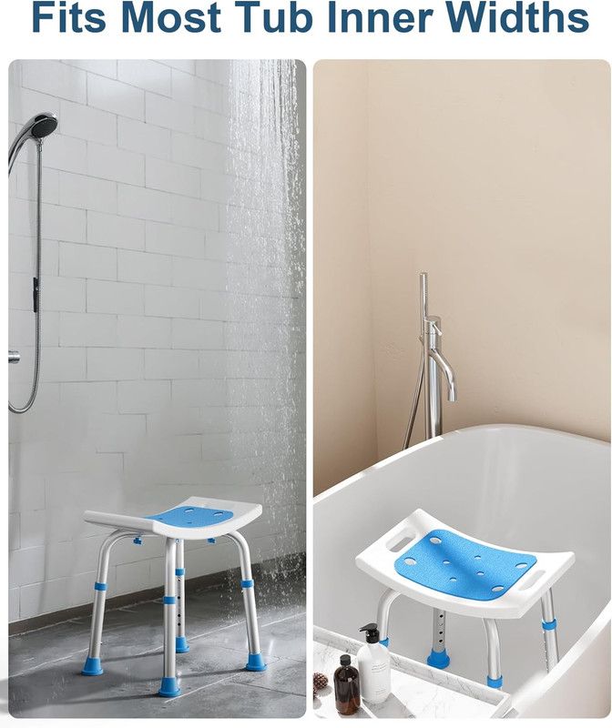 Shower Chair for Inside Shower, 400 lbs Adjustable Shower Stool with Suction Feet, Shower Seat for Inside Tub Bathroom Bench Bath Chair for Elderly and Disabled - Light Blue - Image 6
