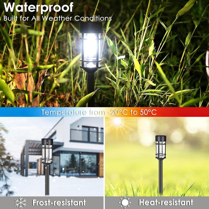 Solar Pathway Lights Outdoor, 8 Pack Metal Glass Solar Lights Outdoor Waterproof Auto On/Off Landscape Path Lighting Garden Decor for Yard Walkway Driveway, Cool White - Image 7