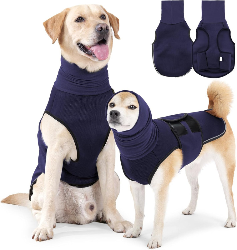 Pet Products Dog Anxiety Vest and Coat, Vet Visits and Separation - Keep Pet Calm, Dog Jacket for Thunder, Fireworks, Anti Anxiety Vest for Dogs and Cat Body and Ear，Dark blue，XS - Image 1