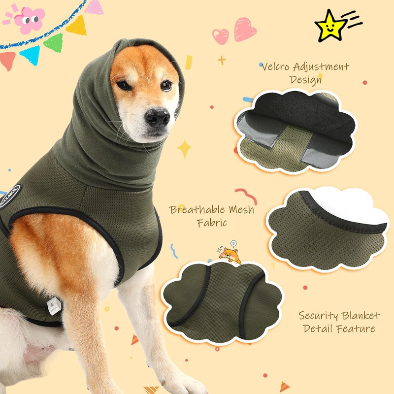 Pet Products Dog Anxiety Vest and Coat, Vet Visits and Separation - Keep Pet Calm, Dog Jacket for Thunder, Fireworks, Anti Anxiety Vest for Dogs and Cat Body and Ear, Green , XS. - Image 5