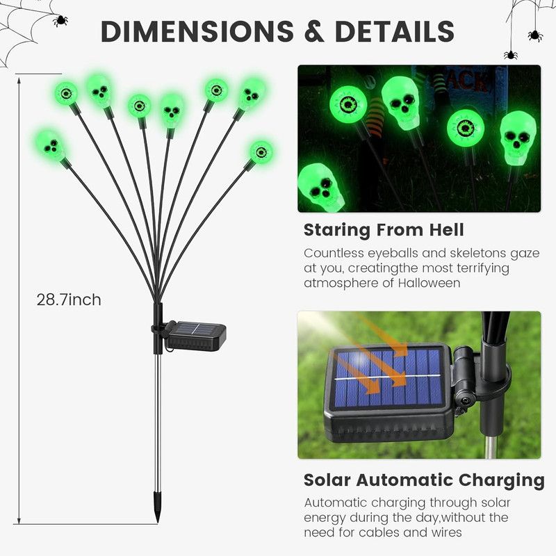 Halloween Decorations Outdoor, Scary Eyeball Lights,4PACKS 32LED,IP65 Waterproof,Halloween Decor for Garden/Yard/Patio/Lawn/Pathway(Green) - Image 3