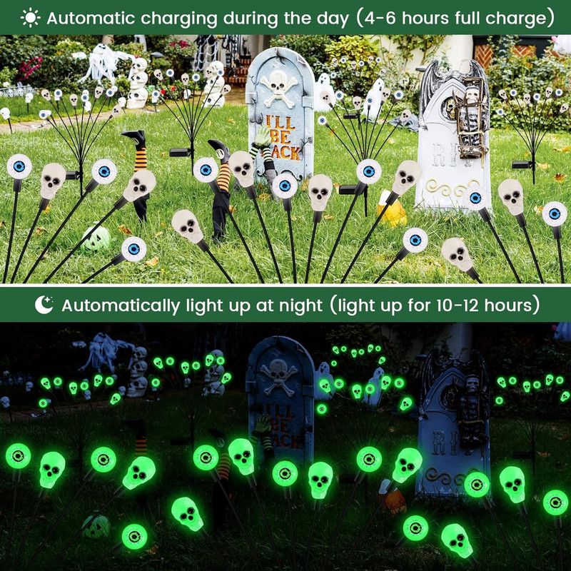 Halloween Decorations Outdoor, Scary Eyeball Lights,4PACKS 32LED,IP65 Waterproof,Halloween Decor for Garden/Yard/Patio/Lawn/Pathway(Green) - Image 6