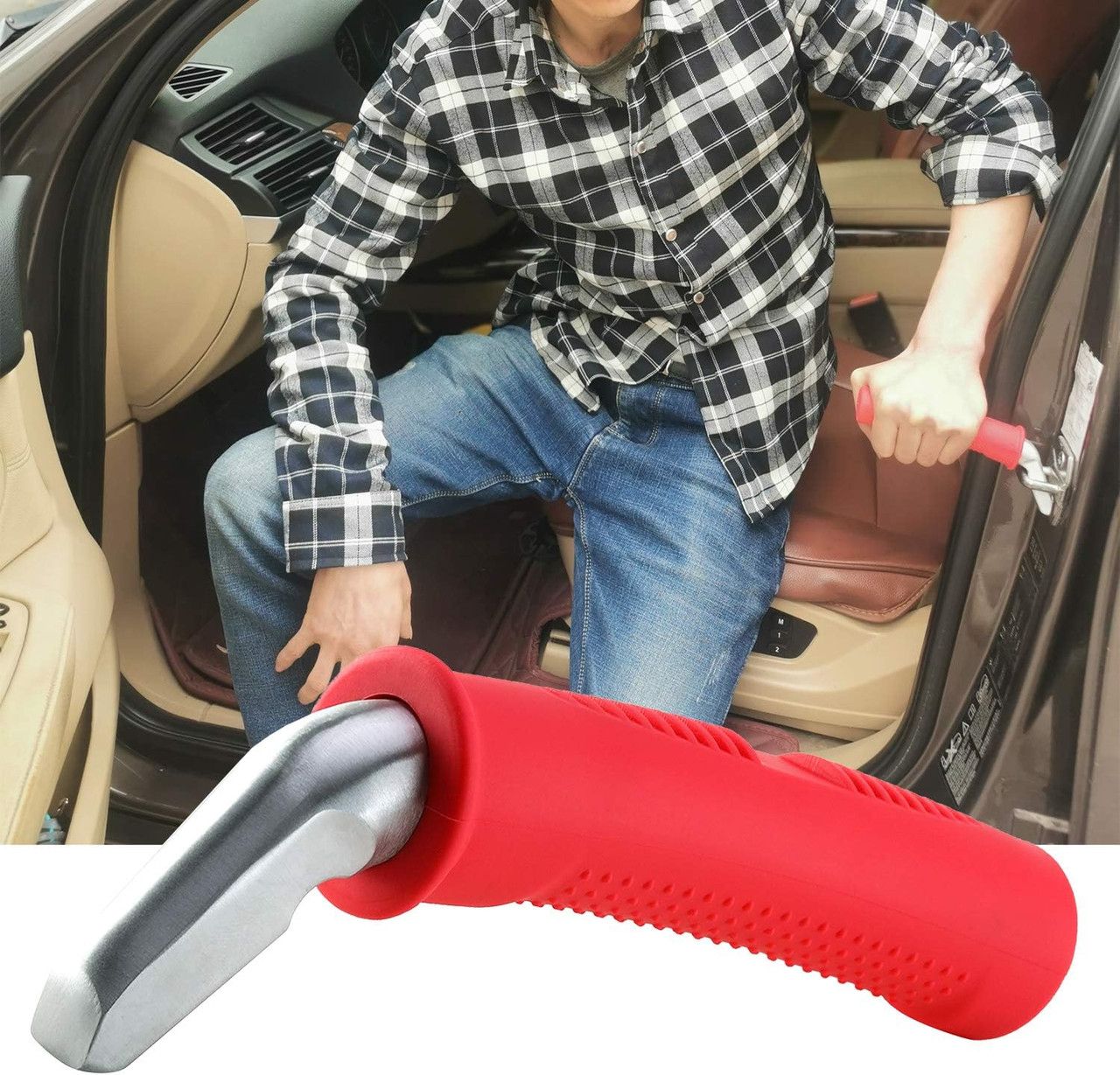 Auto Cane Portable Vehicle Support Handle, Car Door Assist Bar, Supports up to 300 Pounds, Car Door Handle for Elderly(1, Red) - Image 4