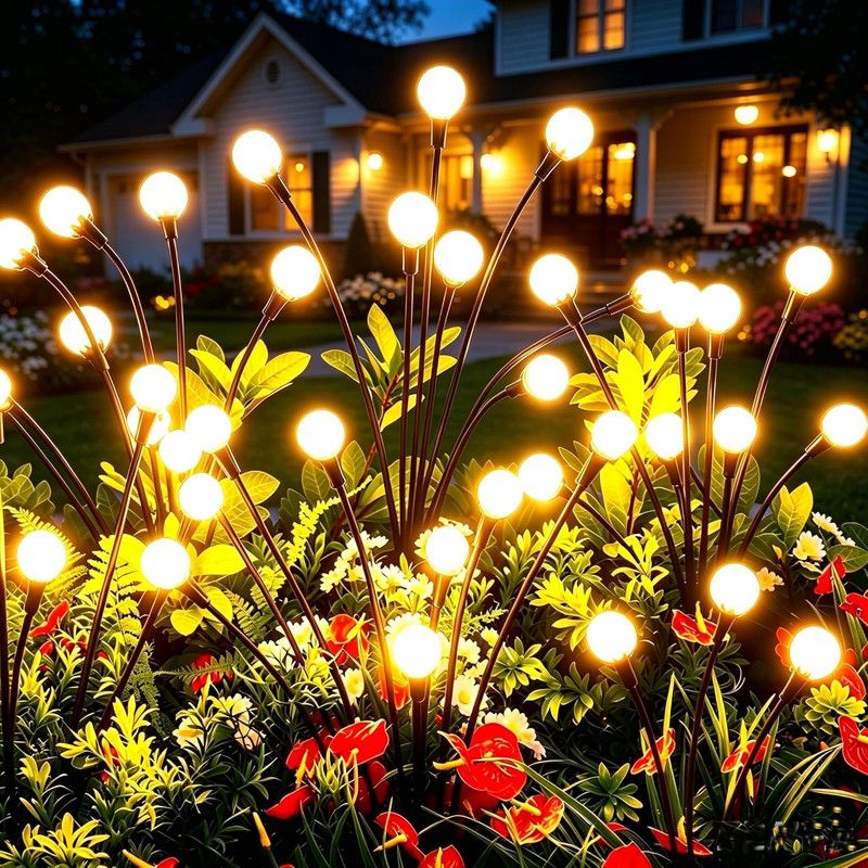 Solar Lights Outdoor Waterproof 4 Pack of 32 LEDs Garden Patio Firefly Decoration Unique Gifts Women Grandparents - Image 1