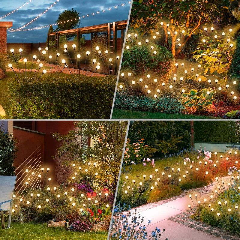Solar Lights Outdoor Waterproof 4 Pack of 32 LEDs Garden Patio Firefly Decoration Unique Gifts Women Grandparents - Image 2