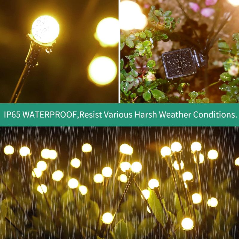 Solar Lights Outdoor Waterproof 4 Pack of 32 LEDs Garden Patio Firefly Decoration Unique Gifts Women Grandparents - Image 3