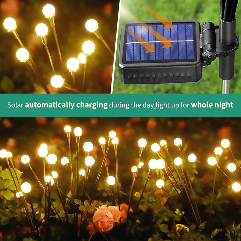 Solar Lights Outdoor Waterproof 4 Pack of 32 LEDs Garden Patio Firefly Decoration Unique Gifts Women Grandparents - Image 4