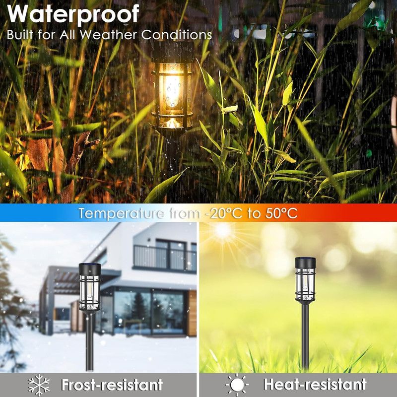 Solar Pathway Lights, 8 Pack LED Solar Lights Outdoor Waterproof, Glass Metal Garden Lighting for Yard Path Landscape Lawn Walkway Driveway, 3000K - Image 4