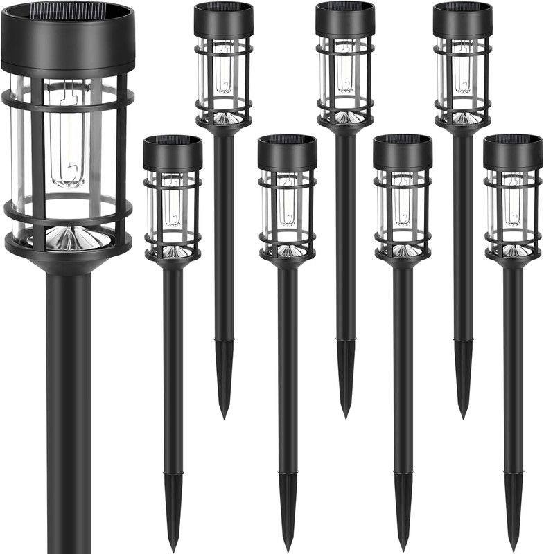 Solar Pathway Lights, 8 Pack LED Solar Lights Outdoor Waterproof, Glass Metal Garden Lighting for Yard Path Landscape Lawn Walkway Driveway, 3000K - Image 6