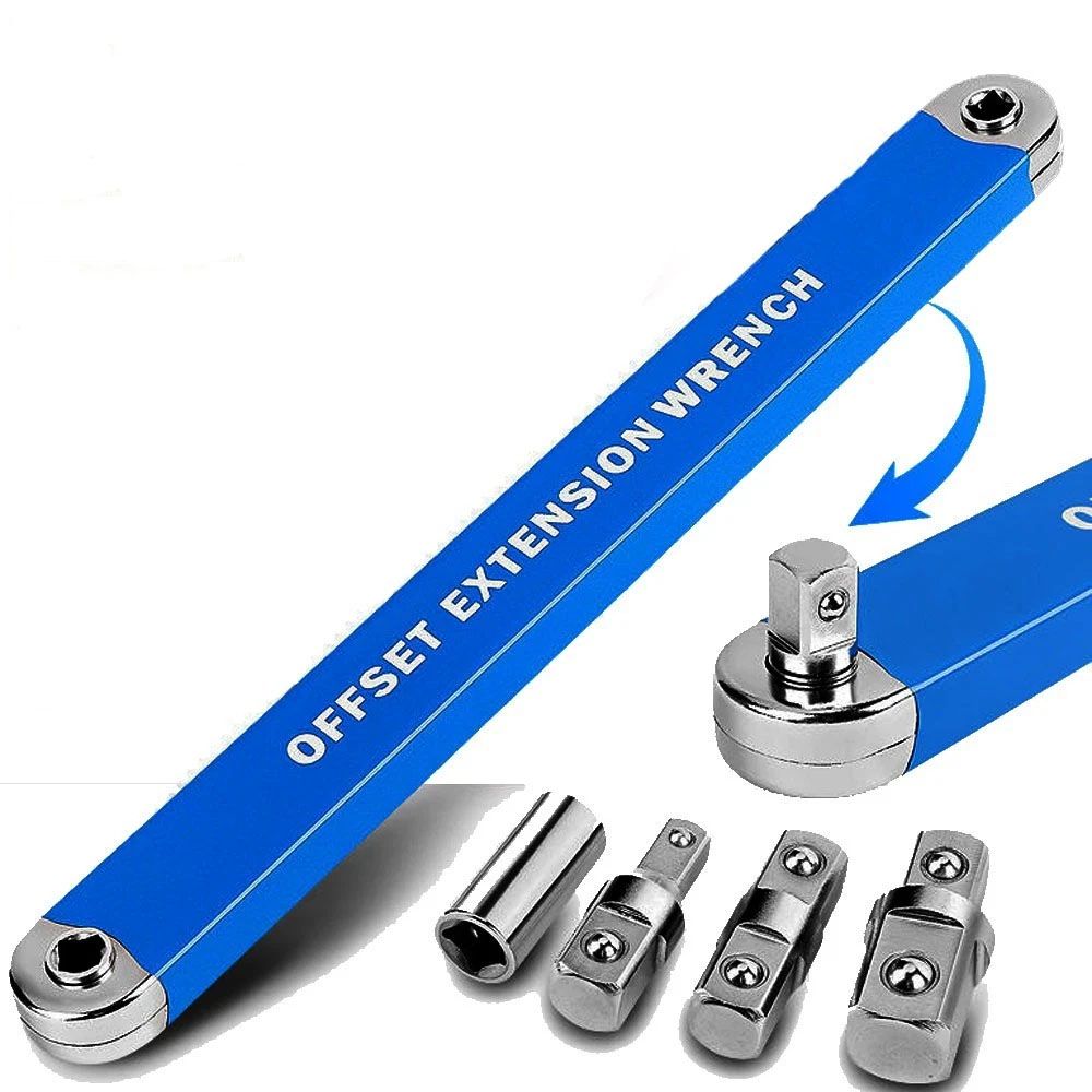 Extension Wrench Set Offset Ratchet Spanner Extender With Drive Adapters Socket - Image 1