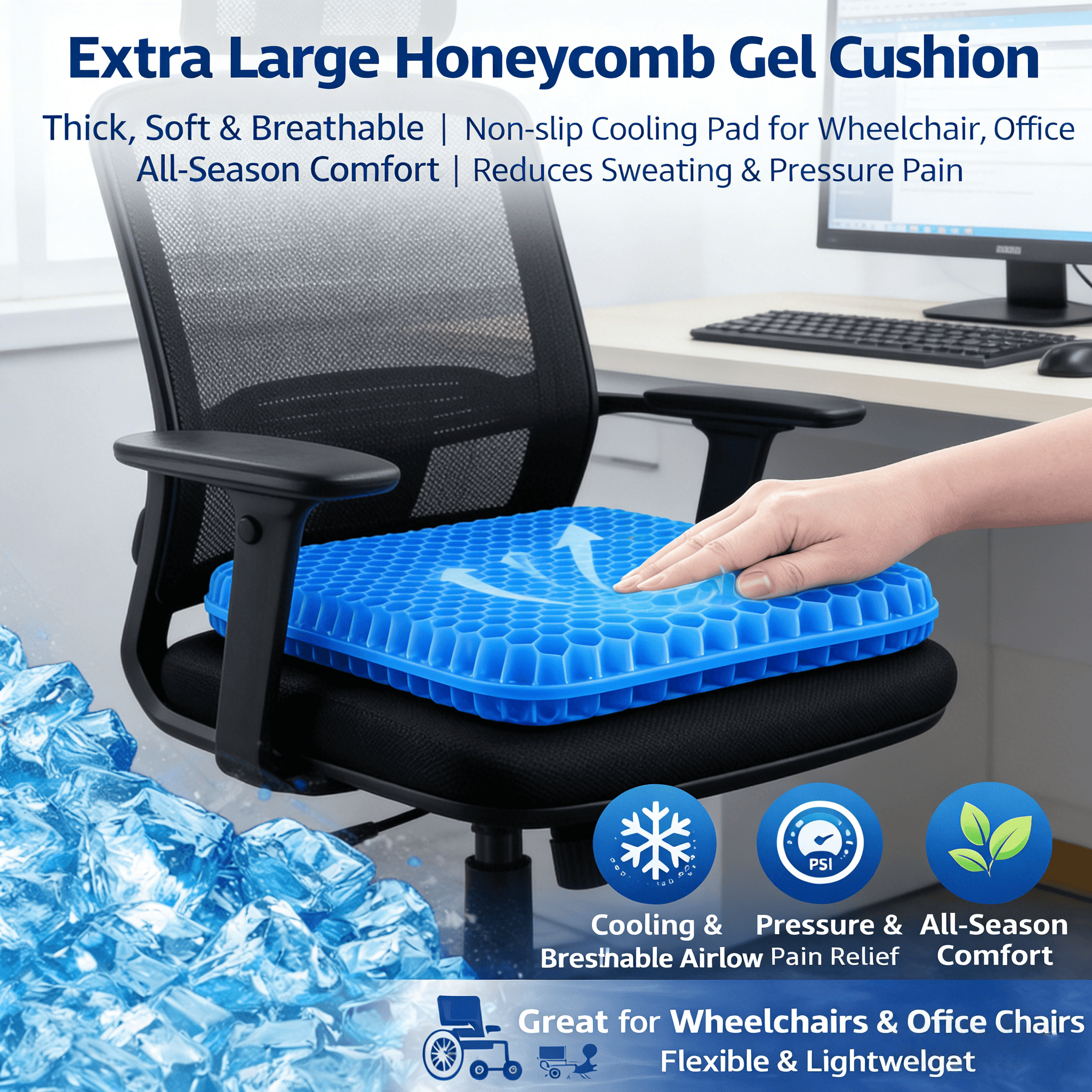 sofa seat cushion, gel cushion, breathable cushion, pain relief cushion, honeycomb cushion, Australian sofa accessory - Image 8