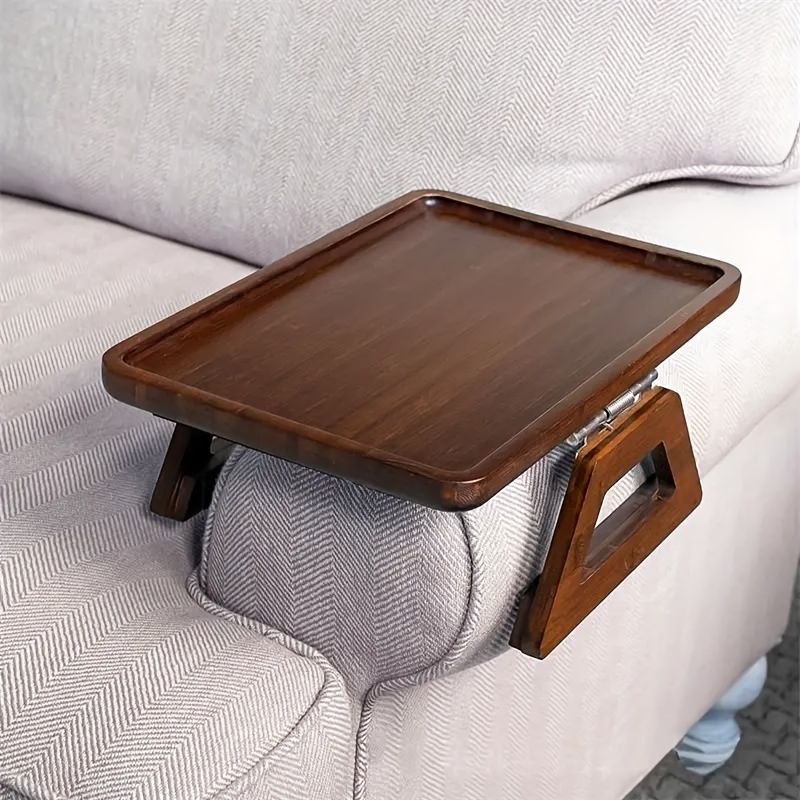 Red Folding Side Table for Sofa with Wooden Finish - Image 8