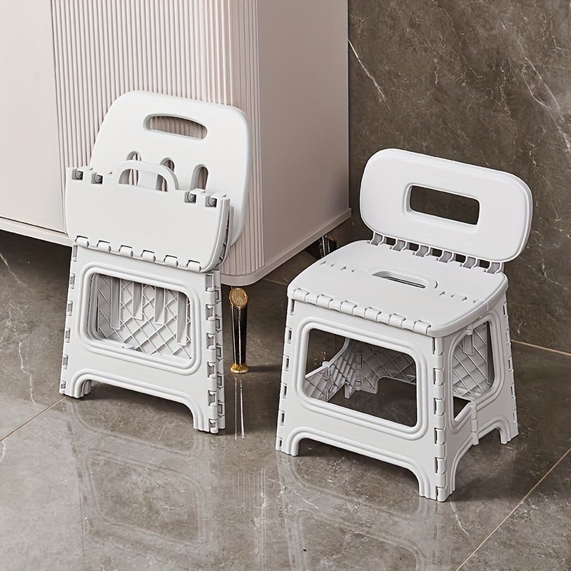 folding plastic stool, stool with backrest, portable stool, durable stool, comfortable seating, extra seating, step stool, camping stool, Australian home, space-saving furniture - Image 5
