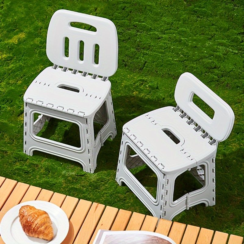 folding plastic stool, stool with backrest, portable stool, durable stool, comfortable seating, extra seating, step stool, camping stool, Australian home, space-saving furniture - Image 8