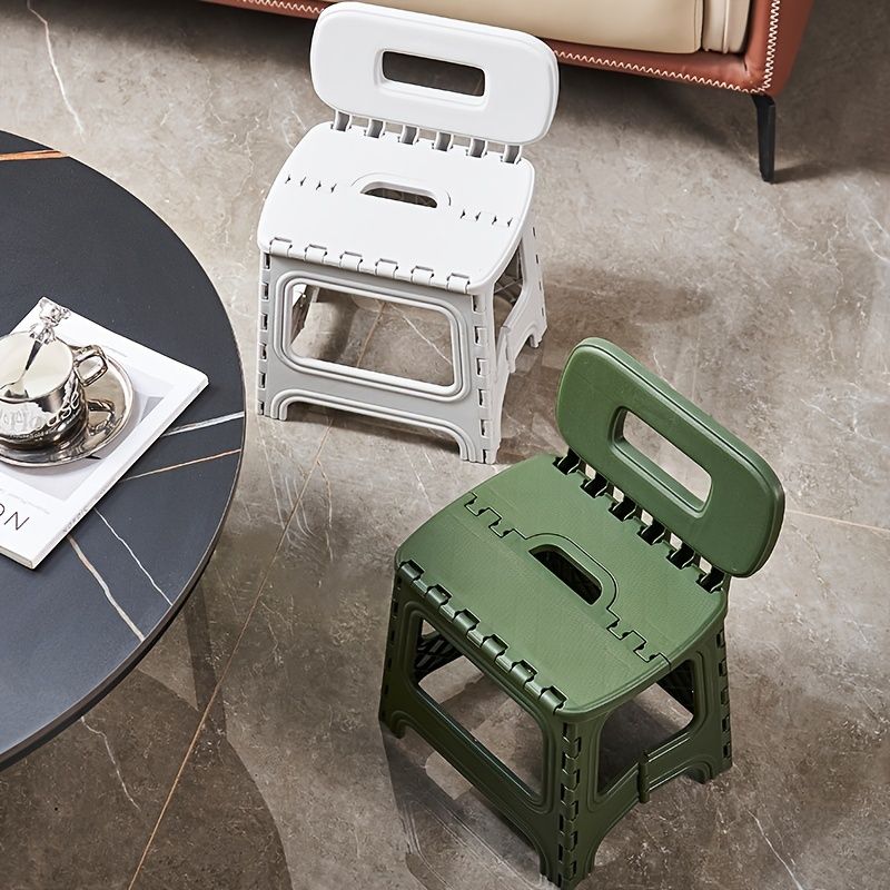 White folding plastic stool, stool with backrest, portable stool, durable stool, comfortable seating, extra seating, step stool, camping stool, Australian home, space-saving furniture - Image 7