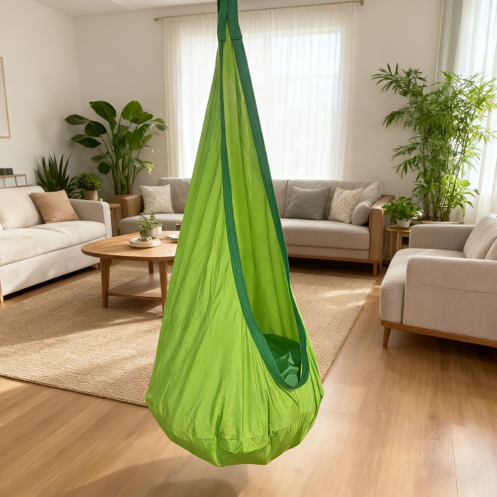 hanging hammock chair, indoor hammock chair, outdoor hammock chair, inflatable pillow, pocket, relaxation, playtime, Christmas gift, Halloween gift, lounge chair - Navy - Size 160-70cm - Image 6