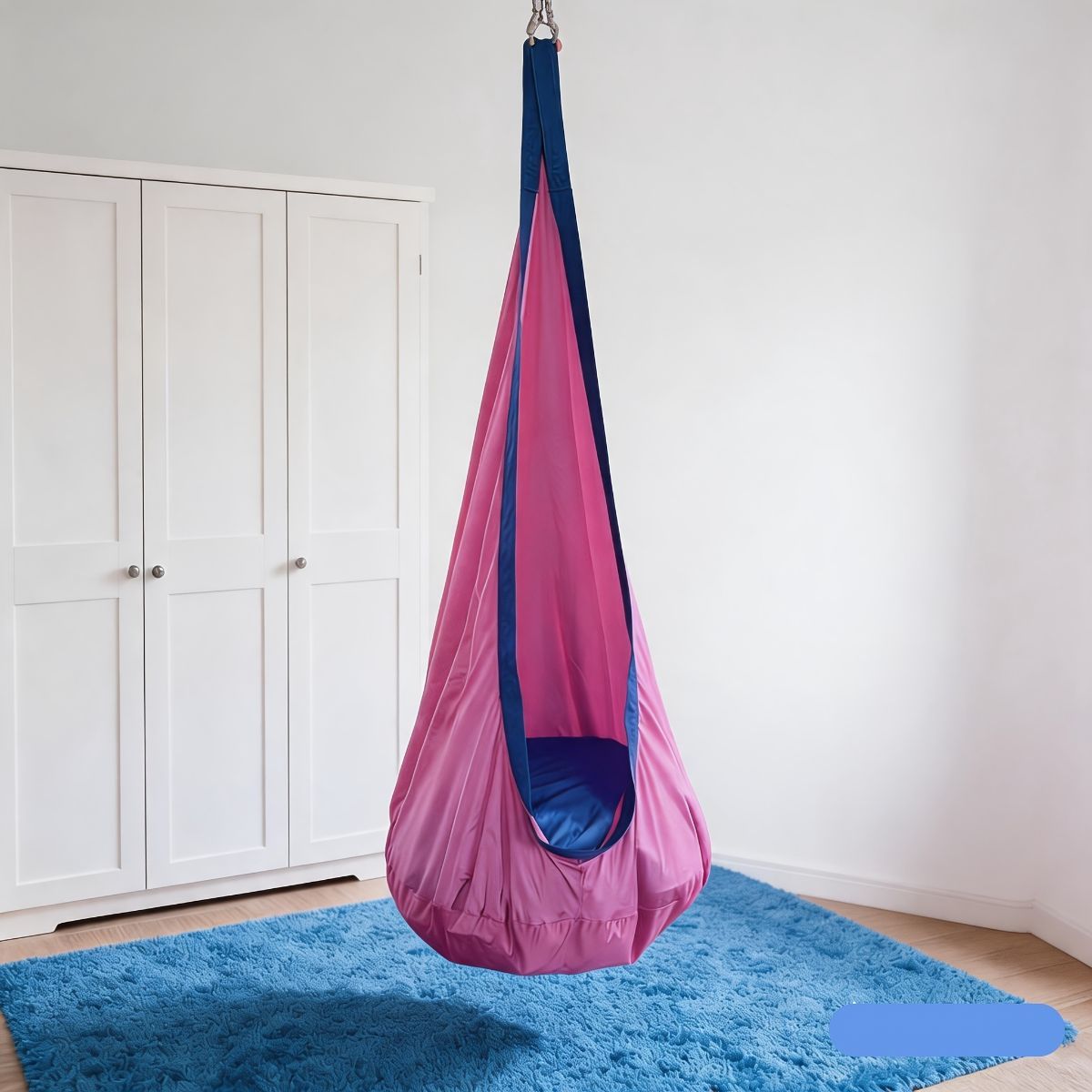 hanging hammock chair, indoor hammock chair, outdoor hammock chair, inflatable pillow, pocket, relaxation, playtime, Christmas gift, Halloween gift, lounge chair - Pink - Size 160-70cm - Image 1