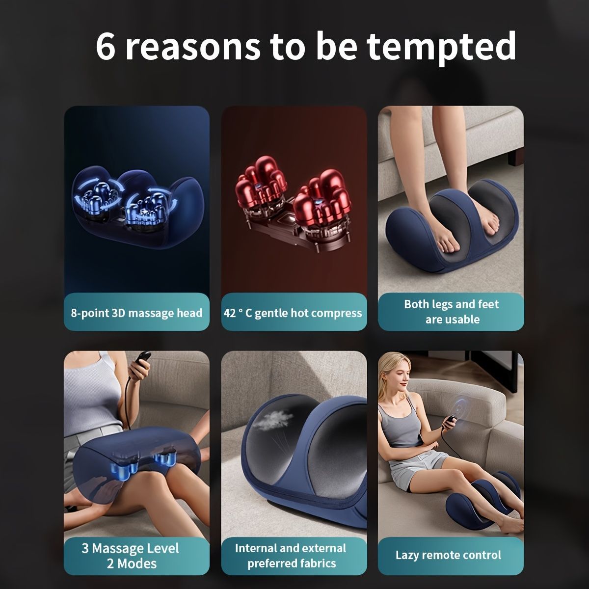 Foot Massager Heating Massager Multiple Modes 20 Massage Heads Foot Massage - Navy - Size Australian - standard - Image 5