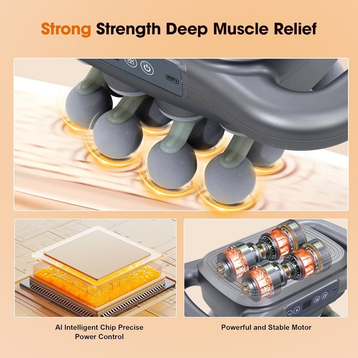 16-head massage gun, deep-tissue massager, electric massage tool, 9 modes, 9 intensity levels, quiet muscle massager, body muscle massage, percussion massager, muscle recovery, self-care - Starry-sky color - Size Sixteen pieces - Image 8