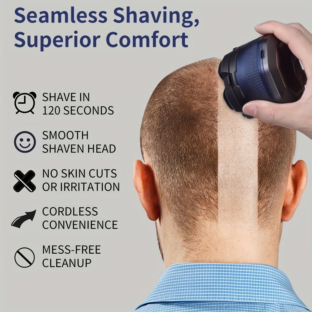 Magnetic six-blade razor, Whole-body wash razor, Digital display razor, Head-shaving razor, Electric razor for men, Australian grooming tools - Blue - Size Including spare blades - Image 1
