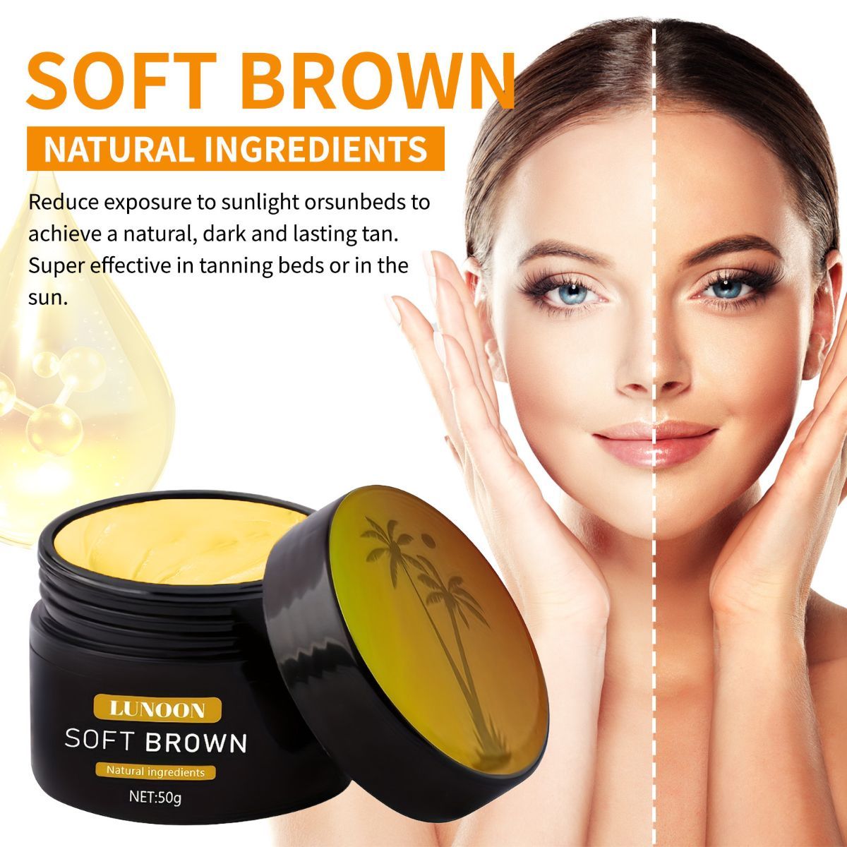 tanning cream, soft brown tan, natural ingredients, tanning bed cream, sun tan lotion, hydrating tan cream, healthy tan Australia, Australian tanning product - Yellow - Size 50ml-2pcs - Image 2