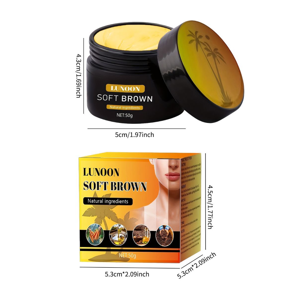 tanning cream, soft brown tan, natural ingredients, tanning bed cream, sun tan lotion, hydrating tan cream, healthy tan Australia, Australian tanning product - Yellow - Size 50ml-2pcs - Image 3