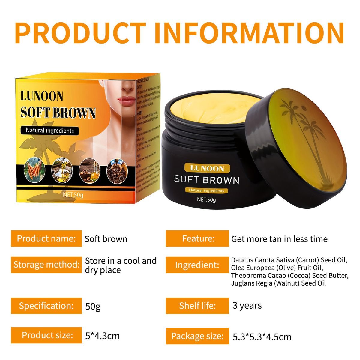 tanning cream, soft brown tan, natural ingredients, tanning bed cream, sun tan lotion, hydrating tan cream, healthy tan Australia, Australian tanning product - Yellow - Size 50ml-2pcs - Image 4