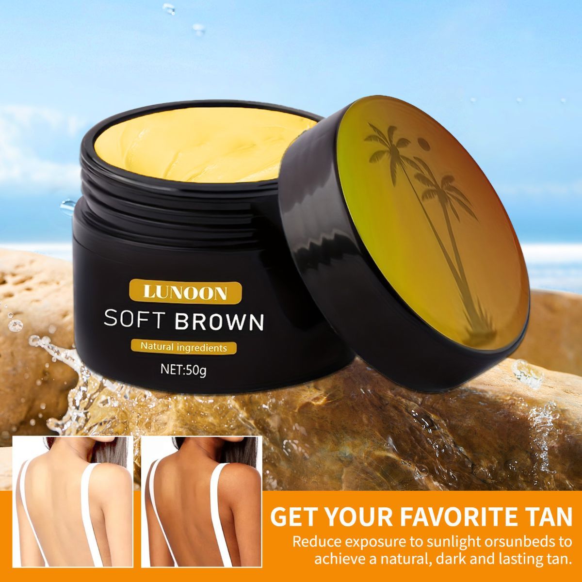 tanning cream, soft brown tan, natural ingredients, tanning bed cream, sun tan lotion, hydrating tan cream, healthy tan Australia, Australian tanning product - Yellow - Size 50ml-2pcs - Image 7