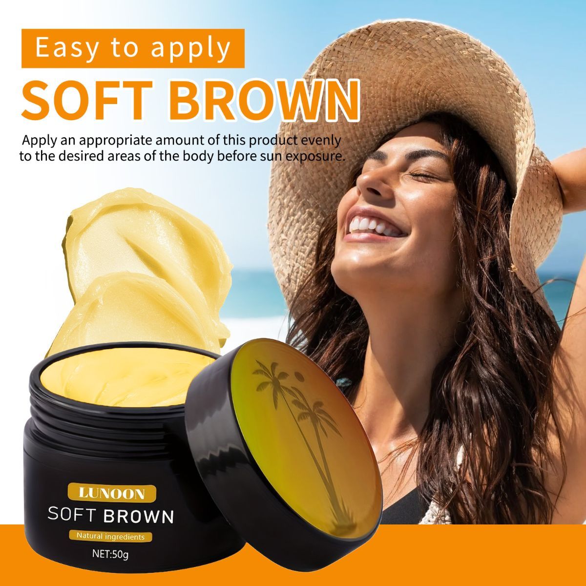 tanning cream, soft brown tan, natural ingredients, tanning bed cream, sun tan lotion, hydrating tan cream, healthy tan Australia, Australian tanning product - Yellow - Size 50ml-2pcs - Image 8
