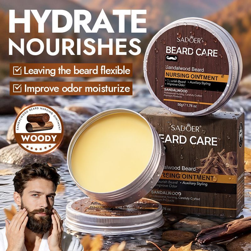 sandalwood beard ointment, beard care Australia, hydrate beard, nourish beard, flexible beard, beard moisturiser, odour control beard, Australian beard product, beard grooming, sandalwood beard balm - Yellow - Size 50g-2pcs - Image 2