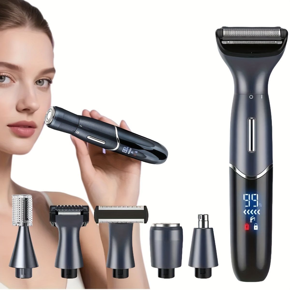 Women'S Hair Remover 7-In-1 Hair Remover Body Hair Removal Facial Hair Removal - Black - Size SET - Image 1