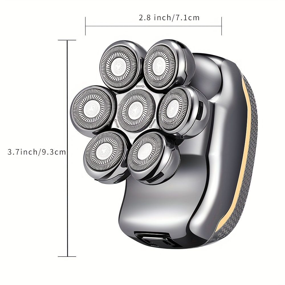 Men'S Electric Shaver Rechargeable Shaver Cordless Shaver Bald Men Shaver - Silver - Size SET - Image 3