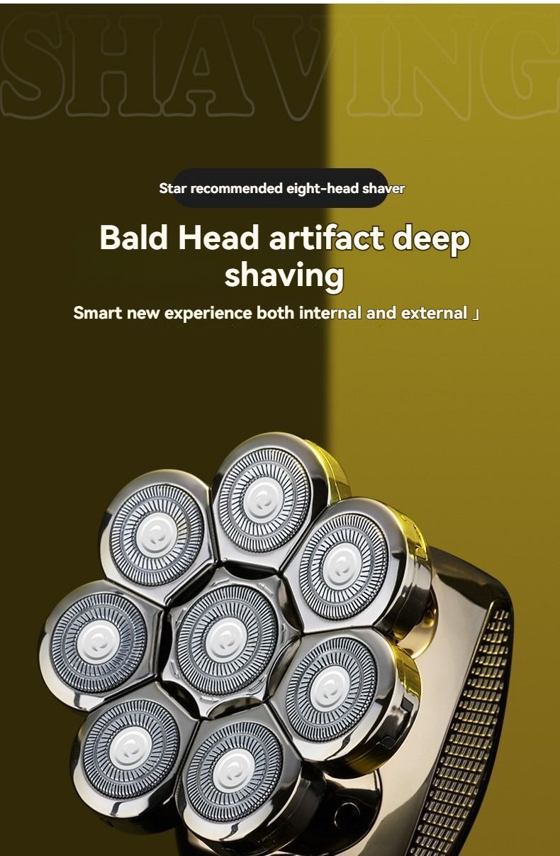 8 blade head shaver, bald head trimmer, hair trimmer for men, grooming tool, USB rechargeable shaver, head shaver Australia, bald head grooming kit - Silver - Size SET - Image 7