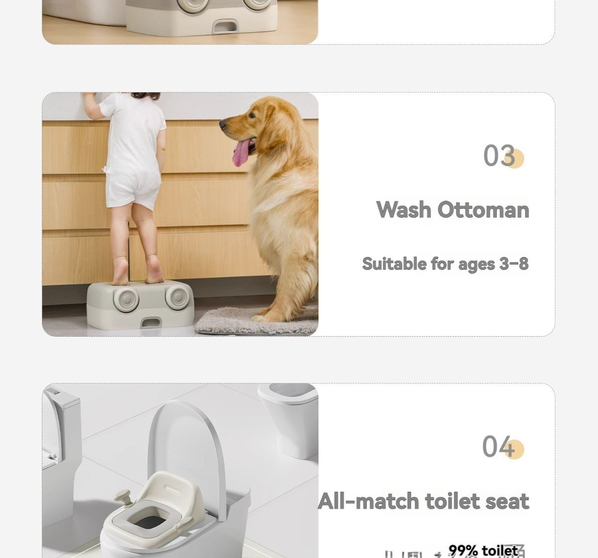 baby portable toilet, potty training, weaning off diapers, soft PU cushion, night-light, bathroom accessories, Australian market, toddler toilet seat - beige white - Size Three - Image 7