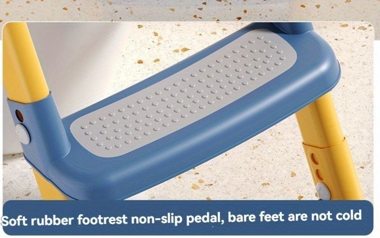 children's toilet trainer, toilet assistance ladder, portable toilet seat, PVC cushion, foldable design, anti-slip, splash-proof, potty training seat, toddler toilet ladder, kids bathroom accessory - Blue - Size PVC - Image 6