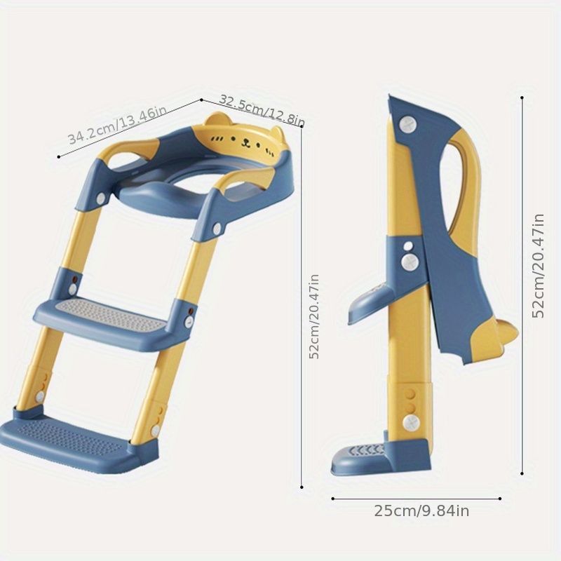 children's toilet trainer, toilet assistance ladder, portable toilet seat, PVC cushion, foldable design, anti-slip, splash-proof, potty training seat, toddler toilet ladder, kids bathroom accessory - Gray - Size PVC - Image 5