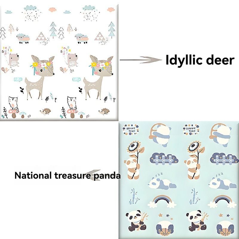double-sided cartoon mat, folding mat, 2cm living room mat, game mat, odor-free mat, children play mat, foam mat, floor mat Australia - Rural Fawn - Size 180-200cm - Image 1