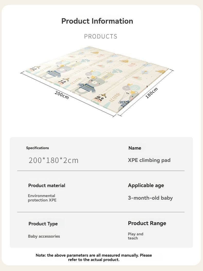 double-sided cartoon mat, folding mat, 2cm living room mat, game mat, odor-free mat, children play mat, foam mat, floor mat Australia - Spraying - water Little Elephant - Size 180-200cm - Image 6