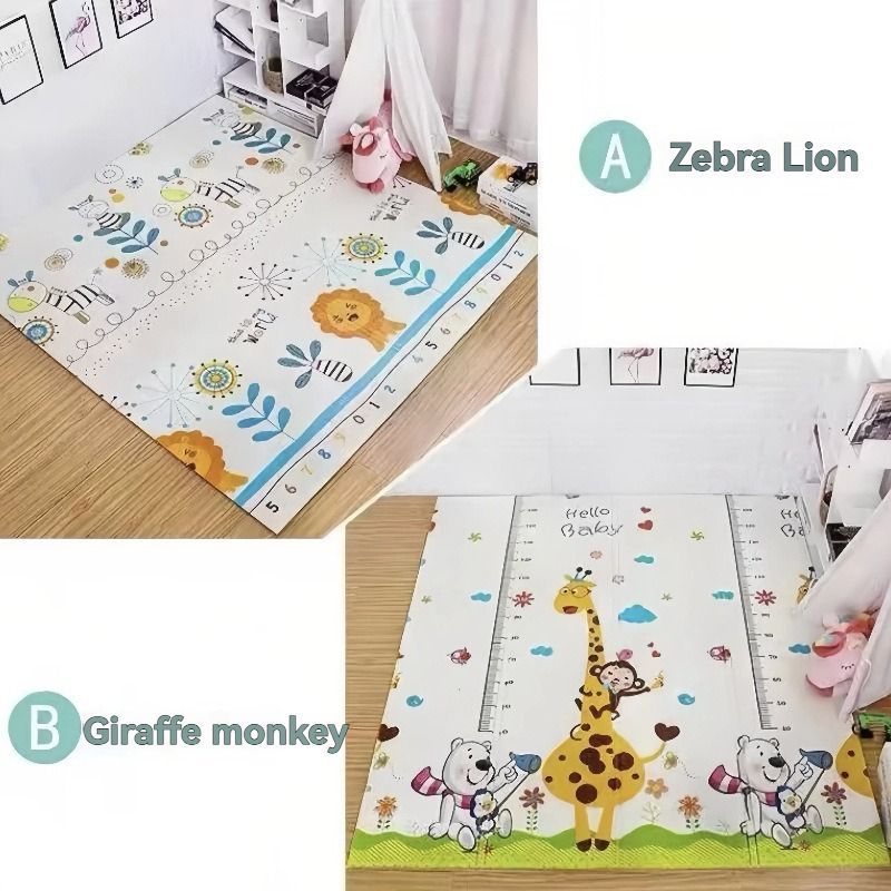 double-sided cartoon mat, folding mat, 2cm living room mat, game mat, odor-free mat, children play mat, foam mat, floor mat Australia - Music Elephant - Size 160-180cm - Image 4