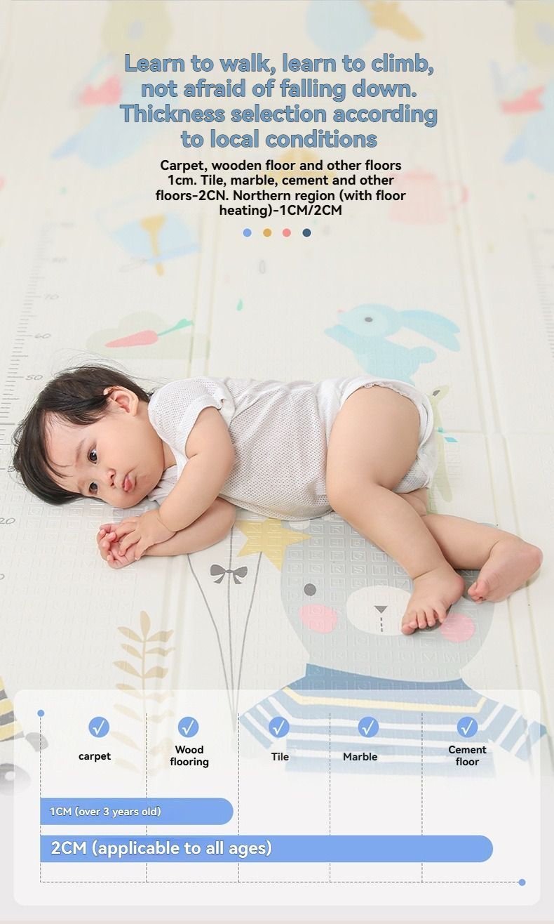 double-sided cartoon mat, folding mat, 2cm living room mat, game mat, odor-free mat, children play mat, foam mat, floor mat Australia - Music Elephant - Size 160-180cm - Image 8
