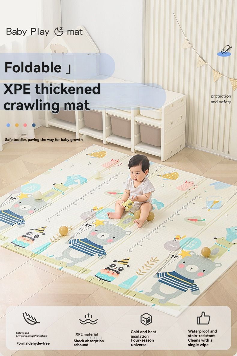 double-sided cartoon mat, folding mat, 2cm living room mat, game mat, odor-free mat, children play mat, foam mat, floor mat Australia - Sprouting Spring - Size 160-180cm - Image 2