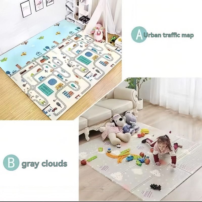 double-sided cartoon mat, folding mat, 2cm living room mat, game mat, odor-free mat, children play mat, foam mat, floor mat Australia - Sprouting Spring - Size 160-180cm - Image 6