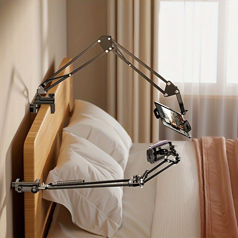 BLACK pure titanium tablet mount, flexible tablet arm stand, heavy duty tablet holder, home office desk accessory, bedside tablet stand, Australia tablet mount, hands-free tablet arm - Image 1